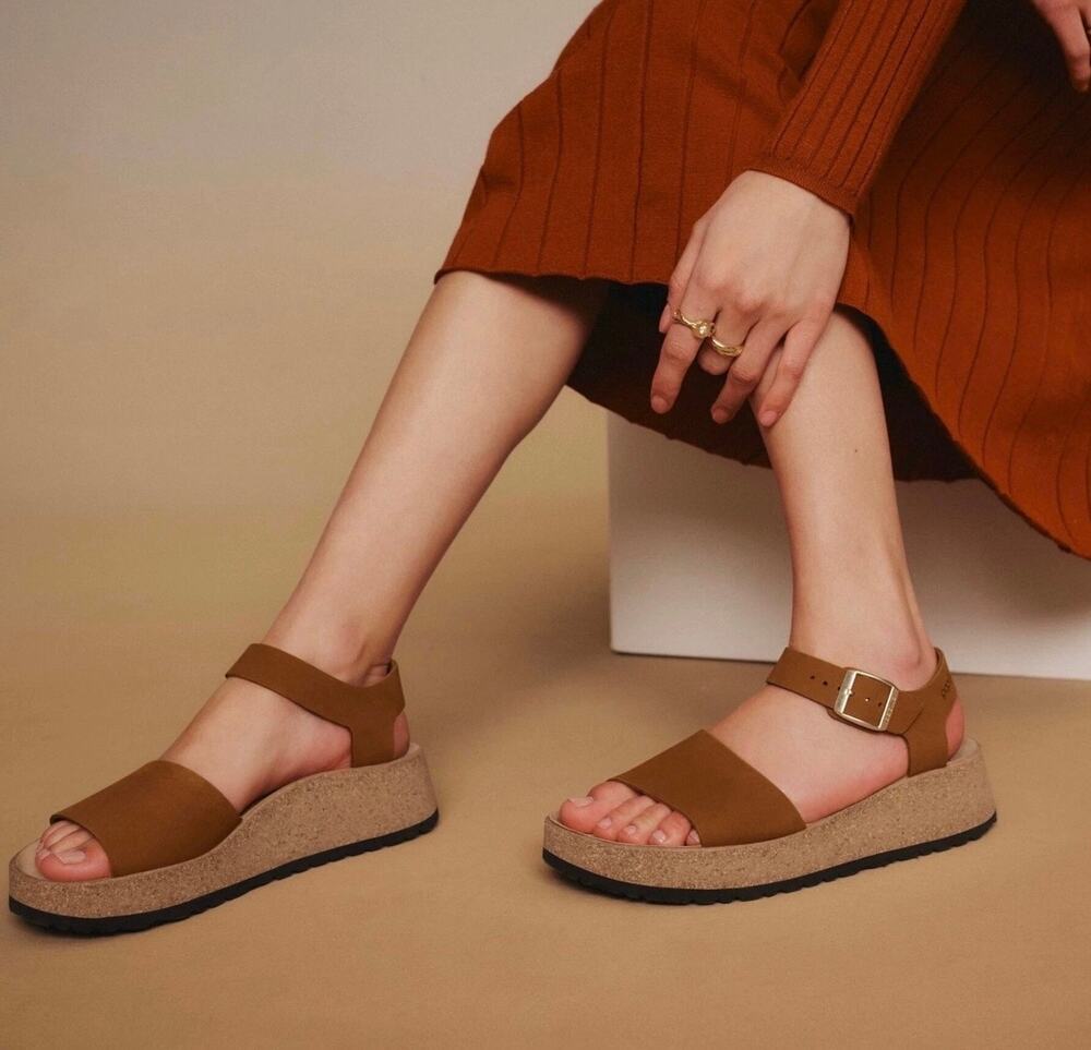 NWT Birkenstock Papillio Pecan Nubuck Suede Ankle Strap Sandal 41/US 10-10.5